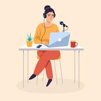 Podcast femmes dessin animé style vecteur illustration