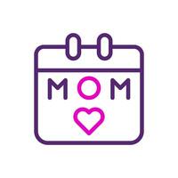 calendrier maman icône bicolore rose violet Couleur mère journée symbole illustration. vecteur