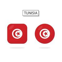 drapeau de Tunisie 2 formes icône 3d dessin animé style. vecteur