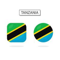 drapeau de Tanzanie 2 formes icône 3d dessin animé style. vecteur