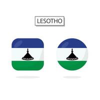 drapeau de Lesotho 2 formes icône 3d dessin animé style. vecteur