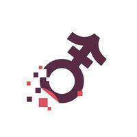 signe pour androgyne, pixel le sexe image logo icône isolé sur blanc Contexte vecteur