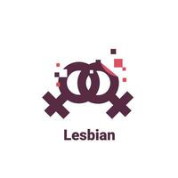 signe pour lesbienne, pixel le sexe image logo icône isolé sur blanc Contexte vecteur