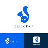 Créatif animal de compagnie chat bavarder logo symbole vecteur illustration