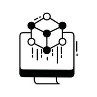 atomique cube griffonnage icône conception illustration. science et La technologie symbole sur blanc Contexte eps dix fichier vecteur