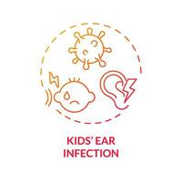 2d pente icône des gamins oreille infection concept, isolé vecteur, illustration représentant parentalité les enfants avec santé questions. vecteur