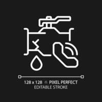 2d pixel parfait modifiable blanc icône tuyau fuite avec appel icône, isolé vecteur, mince ligne illustration représentant plomberie. vecteur