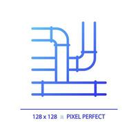 2d pixel parfait pente icône, isolé vecteur, bleu mince ligne illustration représentant plomberie. vecteur
