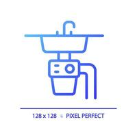 2d pixel parfait pente évier icône, isolé vecteur, bleu mince ligne illustration représentant plomberie. vecteur