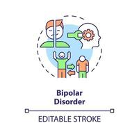 2d modifiable bipolaire désordre mince ligne icône concept, isolé vecteur, multicolore illustration représentant comportemental thérapie. vecteur