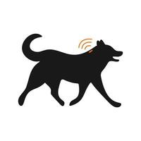 silhouette de chien avec implant et signal rfid vecteur