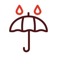 parapluie avec pluie gouttes vecteur épais ligne deux Couleur Icônes pour personnel et commercial utiliser.