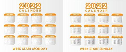 calendrier 2022 vecteur beurre