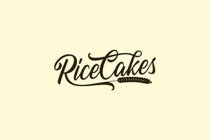 riz Gâteaux logo avec une combinaison de riz et magnifique caractères pour riz gâteau magasins, collations, les cafés, etc. vecteur