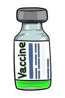 médical coronavirus vaccin flacons médicament bouteilles, vert liquide, une main tiré griffonnage illustration de une bouteille pour clinique procès. vecteur