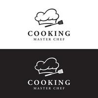 cuisine logo conception avec Créatif du chef chapeau et cuisine ustensiles. logo pour restaurant, chef, entreprise. vecteur