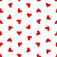 sans couture modèle de Facile rouge cœurs isolé sur blanc pour emballage papier ou tissu. la Saint-Valentin journée vacances toile de fond texture, romantique mariage conception. vecteur illustration.