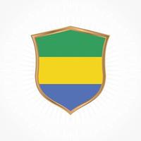 vecteur de drapeau du gabon avec cadre de bouclier