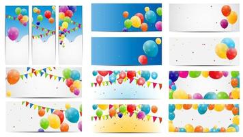Carte de ballons brillants couleur mega set vector illustration