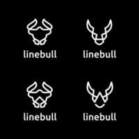 ensemble de modèle de conception de logo de taureau d'art en ligne, logo de tête de taureau monogramme vecteur