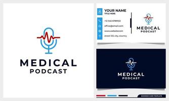 logo de micro podcast médical avec pouls cardiaque vecteur