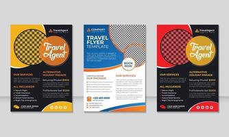 conception de modèle de flyer ou d'affiche de voyage pour agence de voyage vecteur