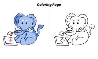 coloriage d'éléphant mignon avec des pages à colorier vecteur
