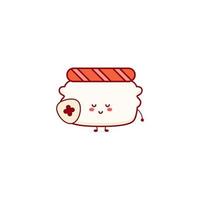 illustration de personnage de sushi de saumon sourire heureux logo de mascotte les enfants jouent vecteur