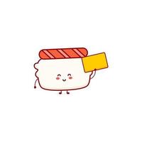 illustration de personnage de sushi de saumon sourire heureux logo de mascotte les enfants jouent vecteur