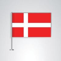 drapeau du Danemark avec bâton en métal vecteur