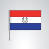 drapeau paraguay avec bâton en métal vecteur