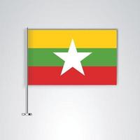 drapeau du Myanmar avec bâton en métal vecteur