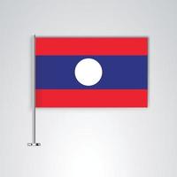 drapeau laos avec bâton en métal vecteur