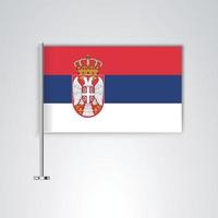 drapeau de la serbie avec bâton en métal vecteur