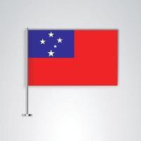 drapeau samoa avec bâton en métal vecteur