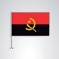 drapeau angola avec bâton en métal vecteur