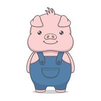 personnage de dessin animé de cochon mignon vecteur