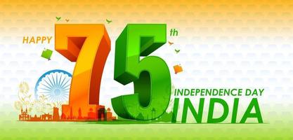 tricolore pour la 75e fête de l'indépendance de l'inde le 15 août vecteur