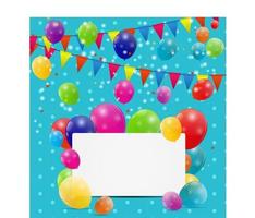 fond de carte d'anniversaire ballons brillants couleur vecteur