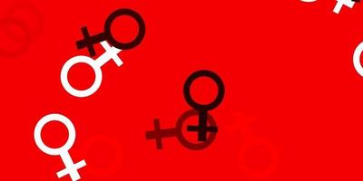 motif vectoriel rouge clair avec des éléments de féminisme.