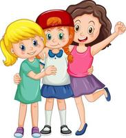 personnage de dessin animé de trois filles mignonnes vecteur