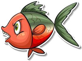 autocollant de dessin animé d'animal de mer de poisson en colère vecteur