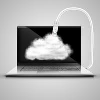 Notebook se connecte au cloud vecteur