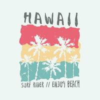 vecteur illustration sur le thème de Hawaii été plage. T-shirt graphique, affiche, bannière, prospectus, impression et carte postale