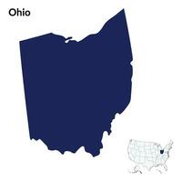 carte de Ohio. Ohio carte. Etats-Unis carte vecteur