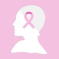 tête de femme avec ruban rose à l'intérieur. concept de cancer du sein vecteur