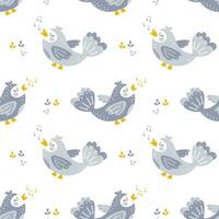 sans couture modèle, mignonne petit gris des oiseaux sur une blanc Contexte. imprimer, textile, vecteur