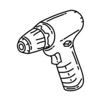 icône de perceuse à main. doodle dessinés à la main ou style d'icône de contour vecteur
