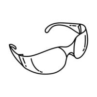 icône de lunettes de sécurité. doodle dessinés à la main ou style d'icône de contour vecteur