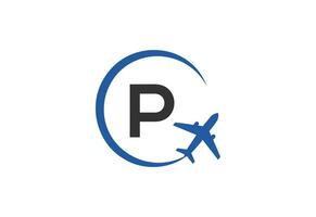 lettre p air Voyage logo conception modèle vecteur